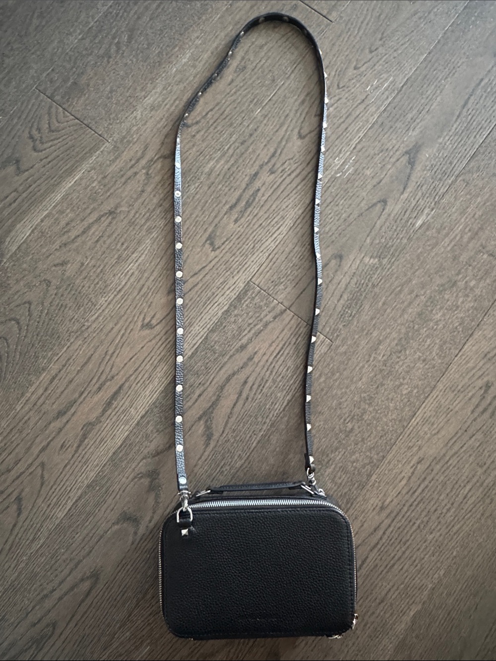 Bandolier studded leather crossbody bag